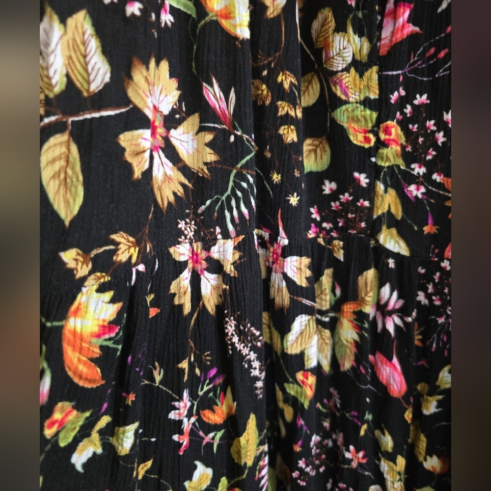 Natural Life HALLE Black Colorful Floral Tiered Skirt Halter Neck Maxi Dress XS - Picture 6 of 9
